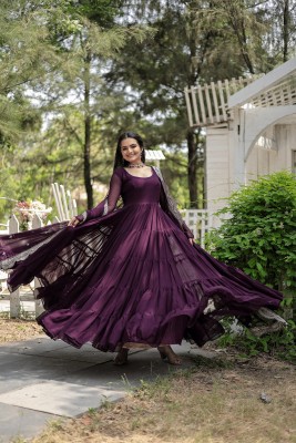 nv patel Anarkali Gown(Purple)