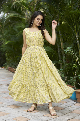 Odd by chansi Trendz Flared/A-line Gown(Yellow)