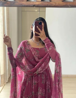 RiddhiTrendes Anarkali Gown(Pink)