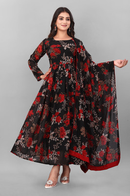 ALISHA FASHION Flared/A-line Gown(Black)