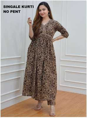 ANUSHKA CREATION Flared/A-line Gown(Brown)