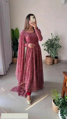 DHANSHVI TEXTILE Anarkali Gown(Multicolor)