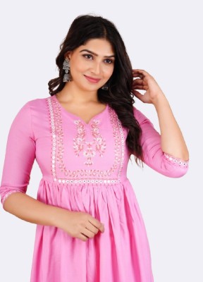 Divya Clothing Anarkali Gown(Pink)