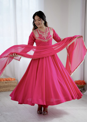 zeelfashion Flared/A-line Gown(Light Blue)