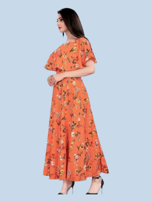 DB Fashion Anarkali Gown(Orange)