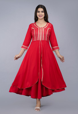 Ankita tex Flared/A-line Gown(Red)