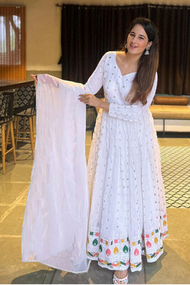 Kedar Fab Anarkali Gown(White)