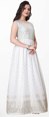 RUDRANI CREATION Flared/A-line Gown(White)