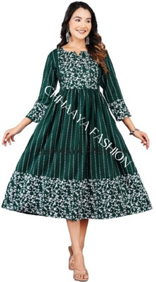 chhaaya fashion Anarkali Gown(Dark Green)