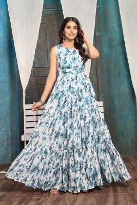 Odd by chansi Trendz Flared/A-line Gown(Light Blue)