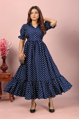 StyleWears Flared/A-line Gown(Dark Blue)