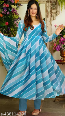 MISS CLOTHING Anarkali Gown(Light Blue)