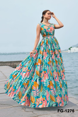 KRISHNAAPPARELS Flared/A-line Gown(Multicolor)