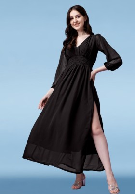 Femvy Flared/A-line Gown(Black)