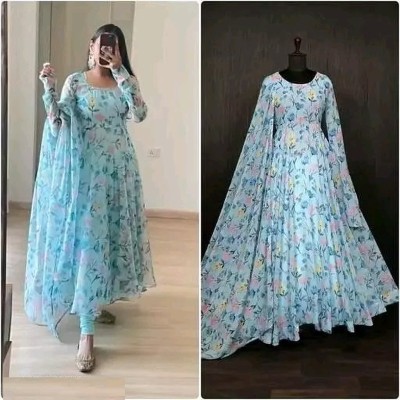 Aarna Fashion Anarkali Gown(Light Blue)