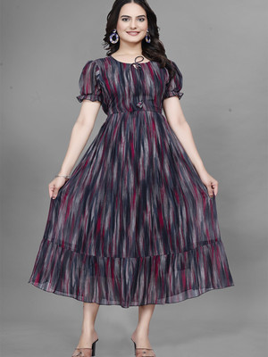 JS CREATIVE Anarkali Gown(Black)