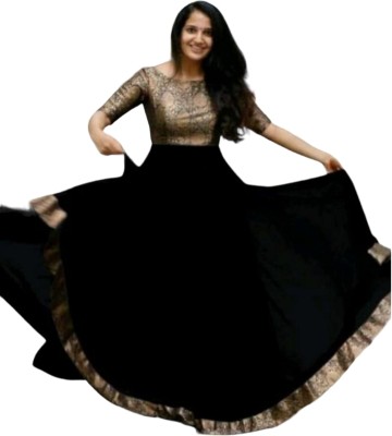 MAHADEV ENTERPRISE Flared/A-line Gown(Black)