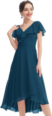 Bharti fashion Flared/A-line Gown(Dark Blue)