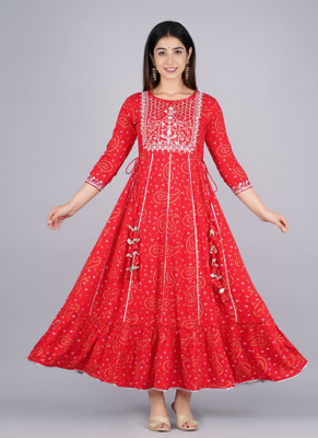 KURTIMASTER Anarkali Gown(Red)