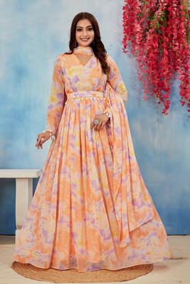 Odd by chansi Trendz Anarkali Gown(Orange)