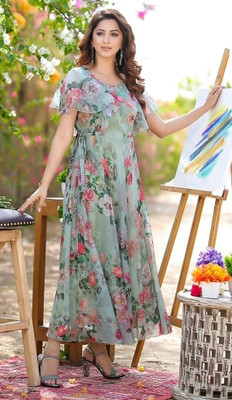 DRI ENTERPRISE Anarkali Gown(Light Green)
