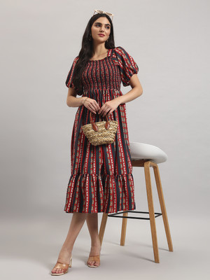 Raiyani Enterprise Women Fit and Flare Black Ankle Length Dress