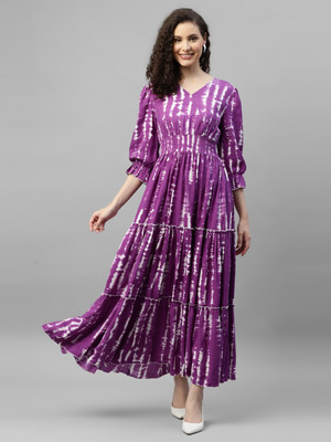 Femvy Flared/A-line Gown(Purple)