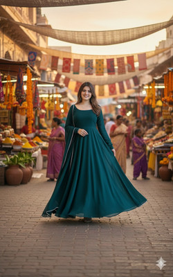 KELIFASHION Anarkali Gown(Dark Blue)