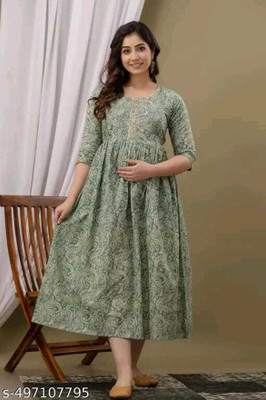 KRISHNA FASHION Flared/A-line Gown(Green)