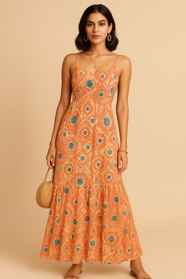 Flora fab by rashmi Flared/A-line Gown(Beige)