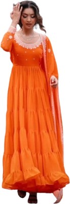 FASHION BASKET Anarkali Gown(Orange)