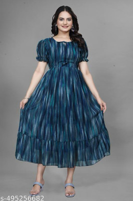 MISS CLOTHING Straight Gown(Blue)