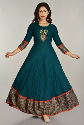 MIKULPRINTS Anarkali Gown(Green)
