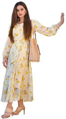 Vishva creation Flared/A-line Gown(Yellow)