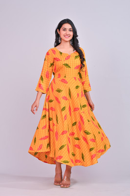 Shree Kripa Flared/A-line Gown(Yellow)