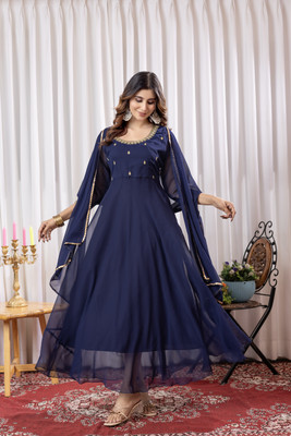 Sukhvilas Enterprise Anarkali Gown(Dark Blue)