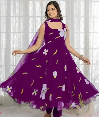 DRI ENTERPRISE Anarkali Gown(Purple)