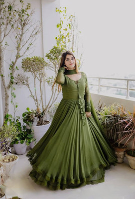 AMAR FORMATION Flared/A-line Gown(Dark Green)