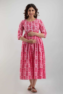 RAHUL TRADERS Flared/A-line Gown(Pink)