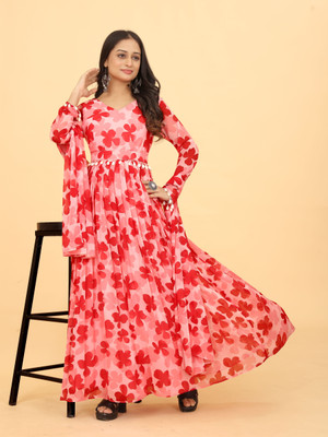 Odd by chansi Trendz Anarkali Gown(Red)