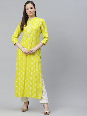 VASANT APPAREL Women Ethnic Dress Yellow, White Maxi/Full Length Dress
