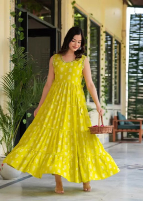 CHARVI CREATION Flared/A-line Gown(Green)