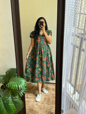 KAMAYRA Women Fit and Flare Blue Below Knee Dress