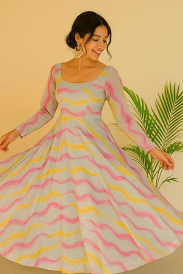 DJCM FASHION HUB Anarkali Gown(Multicolor)