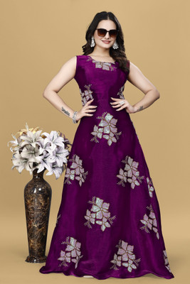 A To Z Cart Flared/A-line Gown(Purple)