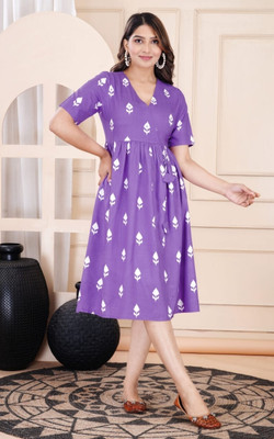 Priyanshi Fashions Flared/A-line Gown(Purple)