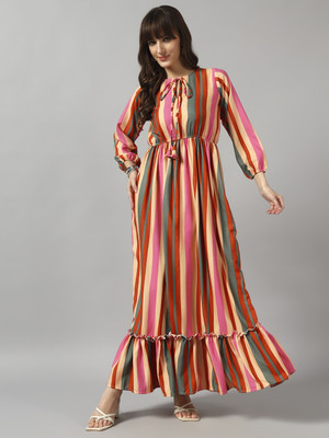Raiyani Enterprise Women Fit and Flare Multicolor Midi/Calf Length Dress