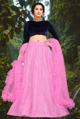 Divastri Embroidered Semi Stitched Lehenga Choli(Pink)