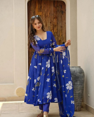 Sehrishs Store Flared/A-line Gown(Blue)