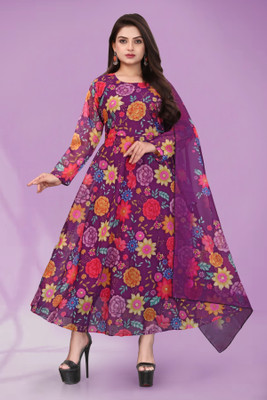 RaxuEnterprise Anarkali Gown(Multicolor)